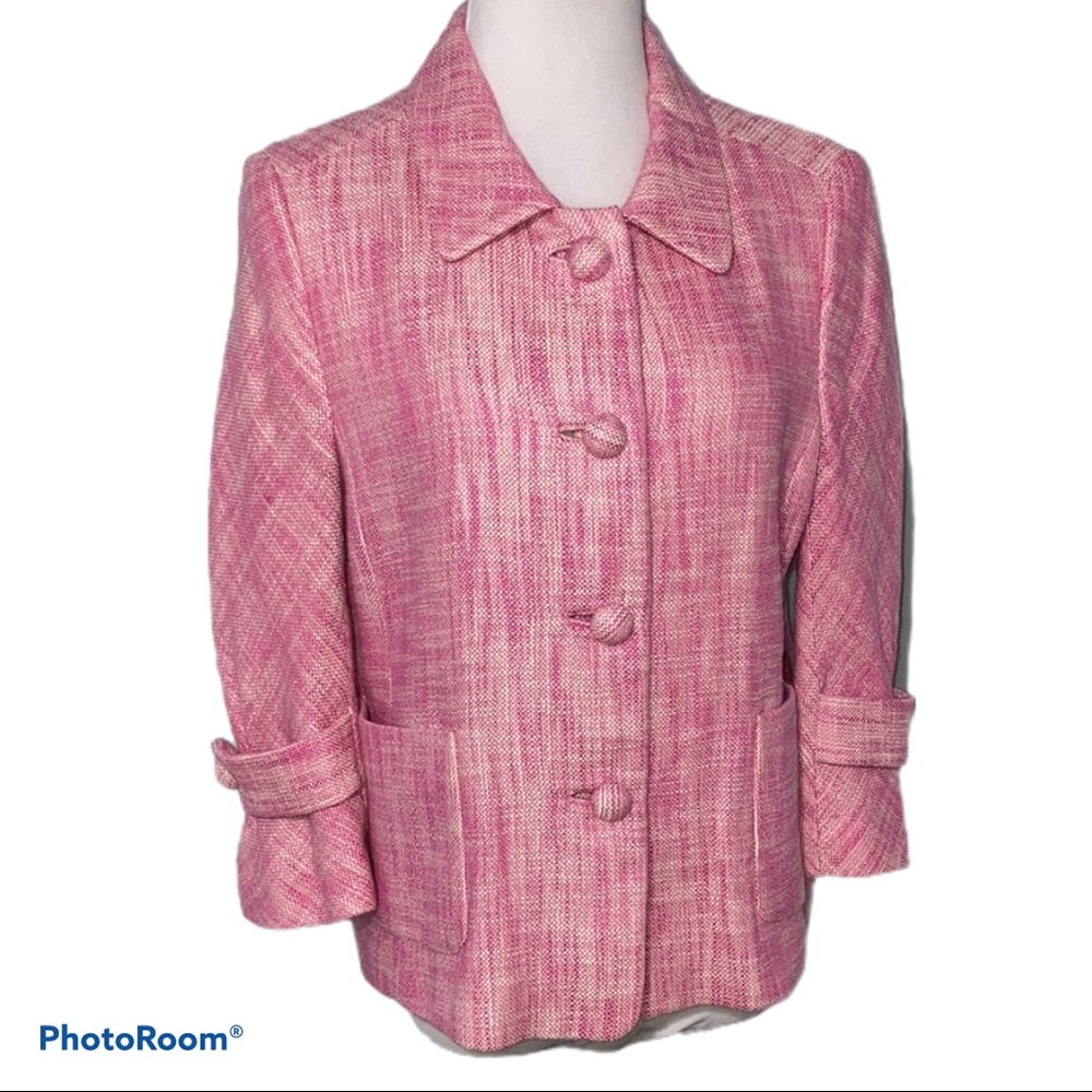 J. Crew Pink Tweed Jacket Blazer Size 12